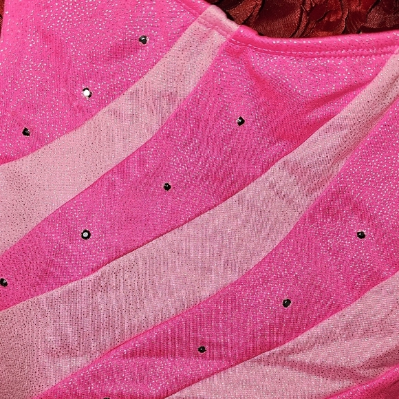 Freestyle Danskin Pink Gymnastics Leotard with Rhinestones Size 10/12 - Picture 2 of 7